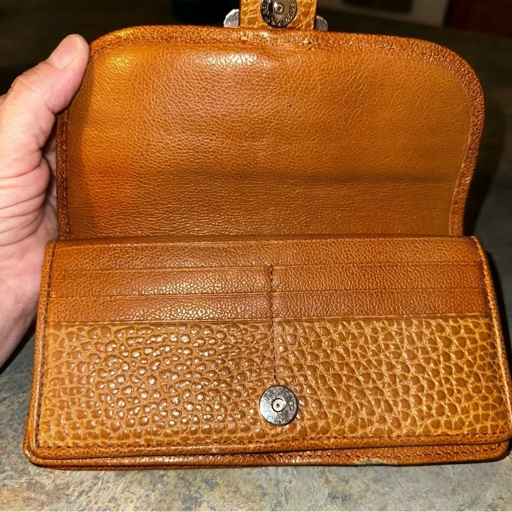 Brighton Tan leather wallet with Silver Buckle